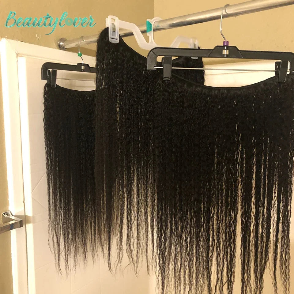 28 30 Inch Kinky Straight Human Hair Bundles Remy Yaki Straight Hair 1/3/4 Bundles Natural Hair Weave 100% Human Hair Extensions