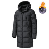 Men 2023 Winter New Plus Long Warm Thick Hood Parkas Jacket Coat Men Autumn Outwear Outfits Classic Windproof Pocket Parka Men