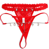 2PCS/set Mesh Lace Thong Panties With Customize Crystal Letters DIY Name Waist Chain Bikini Underwear Body Jewelry Couple Gifts