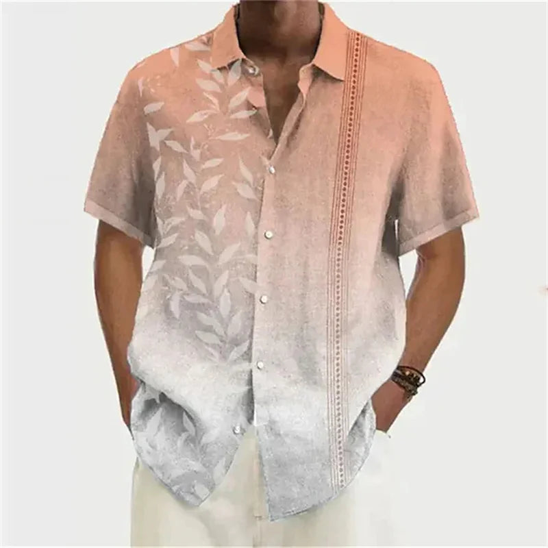 Summer 2023 men's shirt Hawaiian shirt coconut wood 3D printing short sleeve button clothes tropical fashion jacket S-5XL