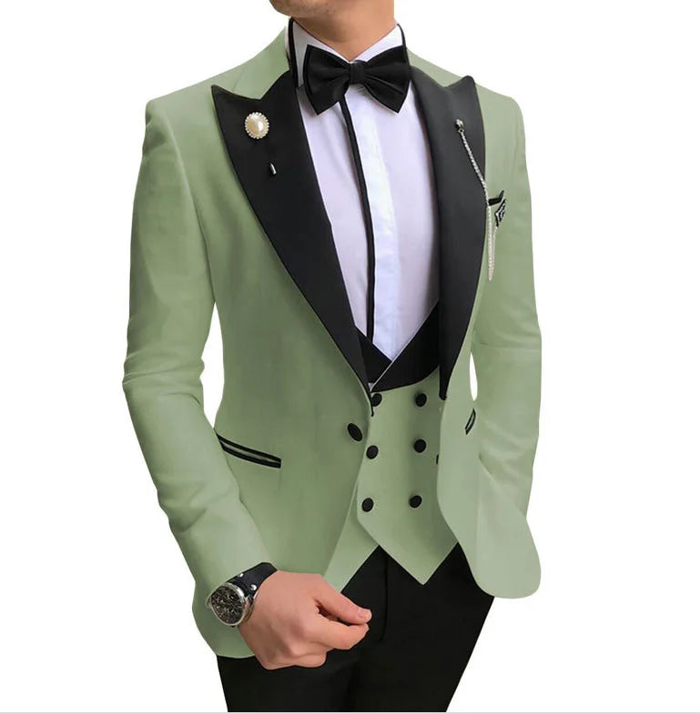 2023 Men 3 Pieces Suits For Men Custom Made Groom Groomsmen Tuxedos Wedding Men Suit Terno Masculino(Jacket+Pant+Vest)