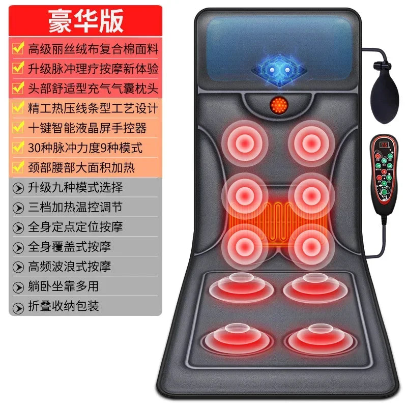 Whole Body Multi-functional Neck Waist Vibration Kneading Massage Mattress Pulse Moxibustion Heat Air Bag Massage Chair Cushion