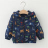 Baby Coat Spring And Autumn Boys' Hooded Zipper Jacket Children'S Cartoon Print Windproof Casual Sports Top