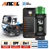 ANCEL HD110 Bluetooth Diesel Heavy Duty Truck Scanner All System DPF Regen for Detroit Paccar Diagnostic Scan Tool 9/12 Pin