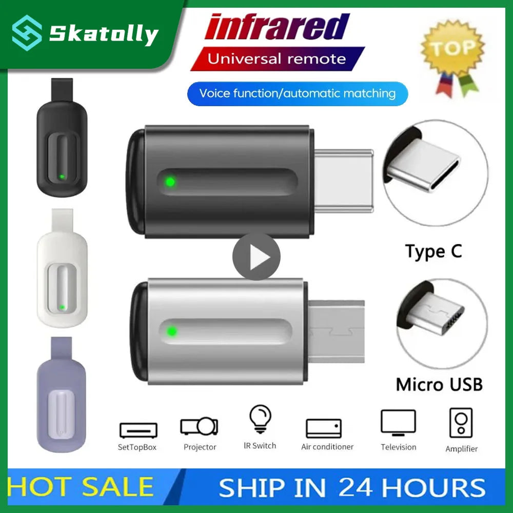 Smartphone IR Mini Adapter Type C/Micro USB Interface Smart App Control Wireless Infrared Mobile Phone Universal Remote Control