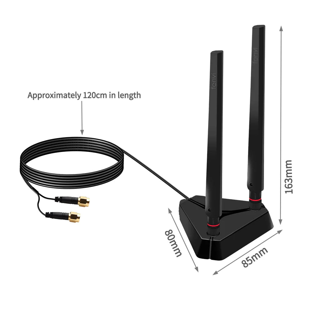 FENVI Antenna High Gain Dual Band 2.4G/5Ghz Extended Base Antennas For Intel AX210 AX200 WiFi Card Desktop Wireless PCIe Adapter