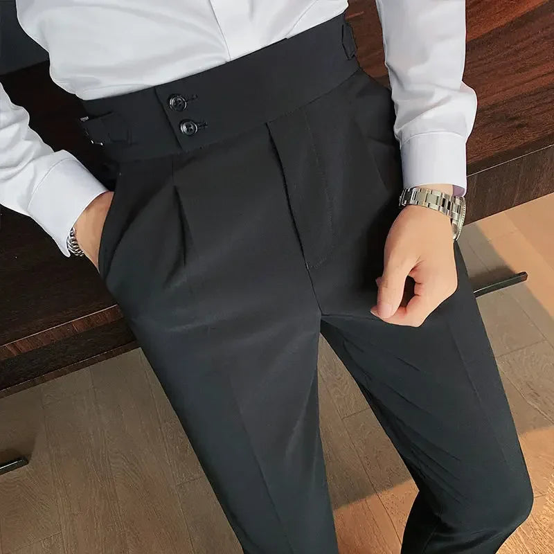 2023 New Men's Suit Pants Slim Fit Business Office High Waist Classic Korean Casual Trouser Top Quality Pants Male Brand B82