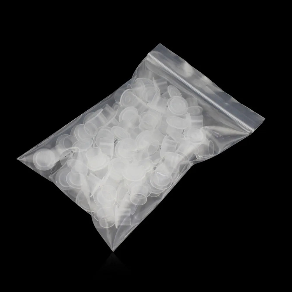 500/1000pcs S/M/L/XL Disposable Microblading Plastic Tattoo Ink Cups Accessories Clear Holder Container Caps