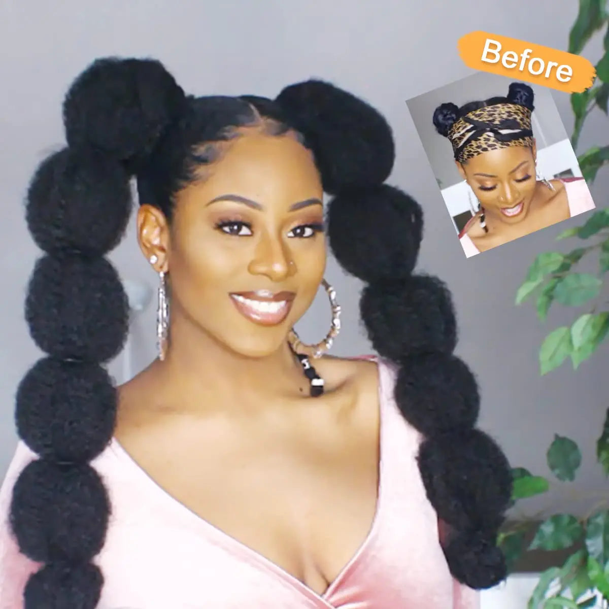 Bubble Ponytail Extension For Black Women Long Braided Ponytail Extension Afro Puff Ponytail Protective Style Black Ponytail