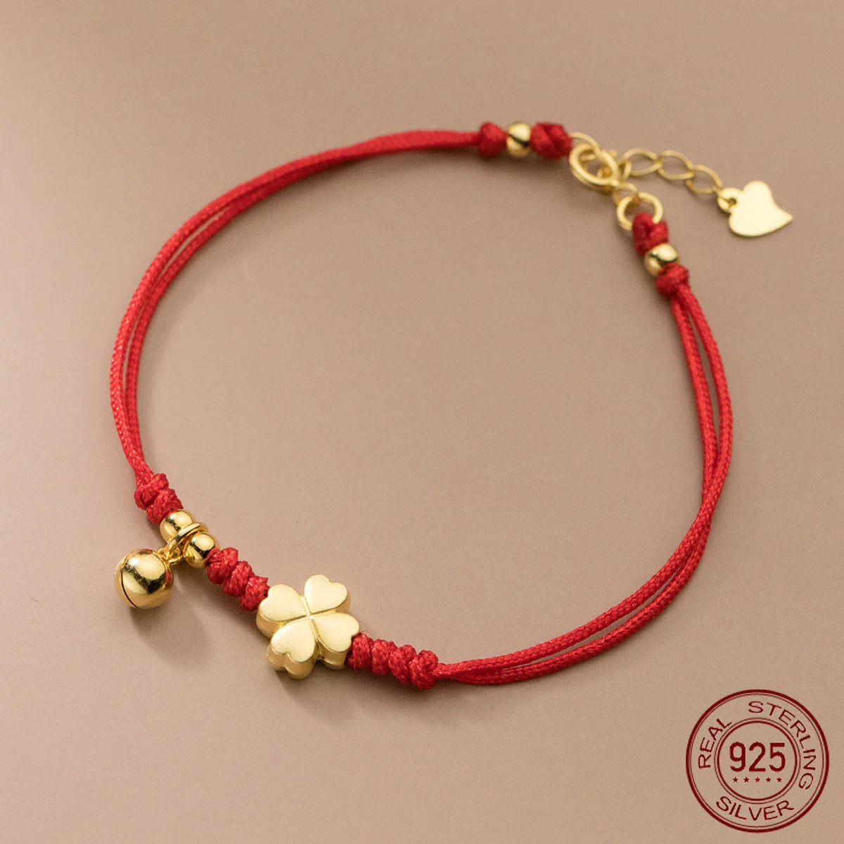 La monada 16+2.5cm 925 Silver Rope Bracelets Women Heart Golden Flower Bell Red Thread Line String Bracelets For Women Girl