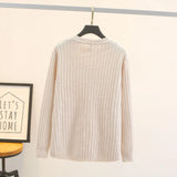 2023 Fall Winter 100kg Simple O-Neck Jacquard Knit Sweater Plus Size Women's Casual Striped Pullover Jumpers