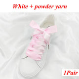 1 Pair Silk Shoe Laces Satin Ribbon Flat Shoelaces Girls Casual Canvas Shoes Double-sided Weaving White Shoe Lace Accessories