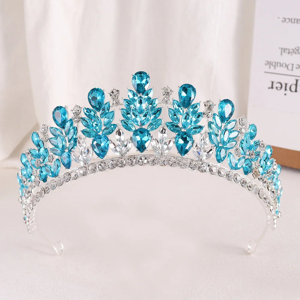 Baroque Green Opal Wedding Headband Crystal Bridal Crowns Tiaras Hair Jewelry Accessories Women Rhinestone Headwear Queen Diadem