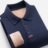 Winter New 100% Cotton Embroidery Plush Thickened Polo Shirt Loose Men's Long Sleeve T-shirt R60/R70