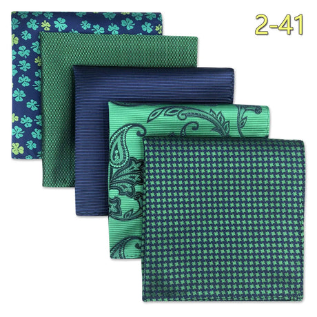 5 Pieces Colorful Assorted Mens Pocket Square Silk Classic Handkerchief Set Gift