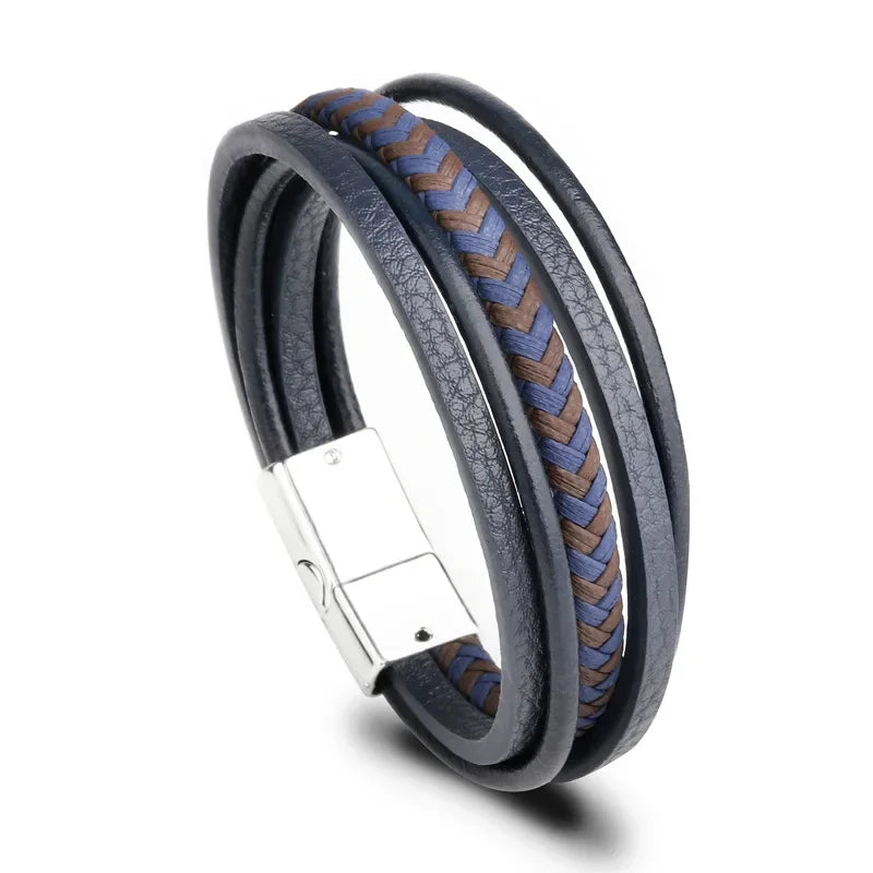 Trendy  Leather Bracelets For Men Multilayer Braided Rope Bracelets For Male Bracelets Jewelry Pulsera Hombre