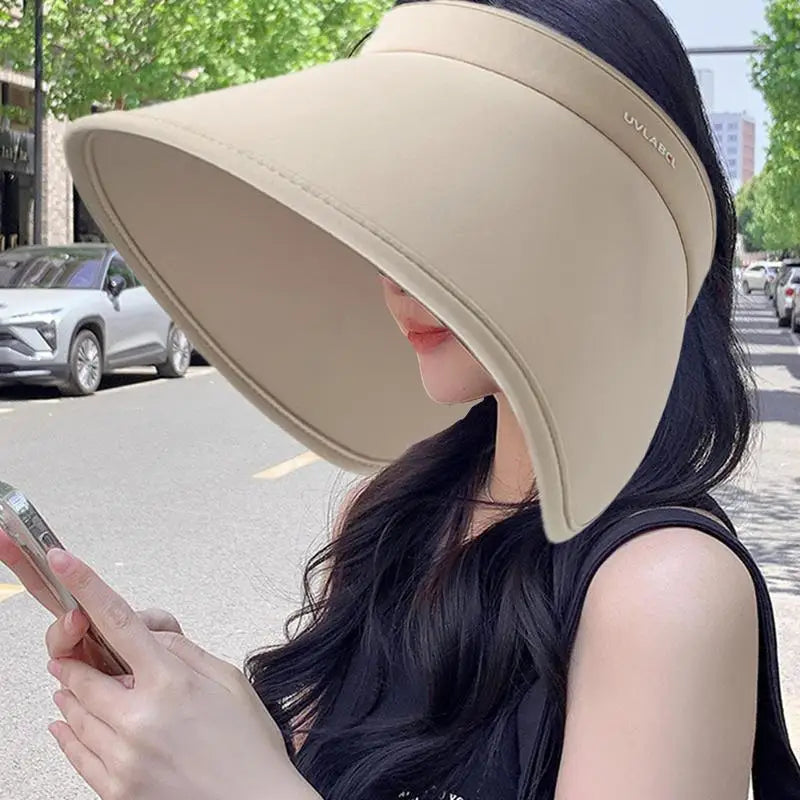 Wraparound SPF50 Ice Silk Sunscreen Hat Women's Sun Hats Handmade Straw Visor Caps Parent-Child Summer Hat Empty Top Beach Hat