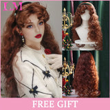 LM Cosplay Wig With Bangs Synthetic Straight Hair 24 Inch Long Heat-Resistant Pink Wig For Women