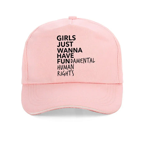 Girls Just Wanna Have Fundamental Human Rights Letter Print Baseball Cap Feminist Feminism Hat Adjustable Snapback Hats