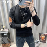 Autumn Men's Hoodies Long Sleeve Sweatshirt New Cotton High Quality Round Neck Sweater Loose Versatile Casual Black White M-5XL