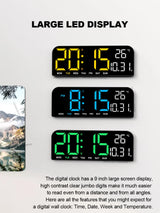 9.0inch Large Digital Wall Clock Temperature and Date Week Display Night Mode Table Alarm Clock 12/24H Electronic LED Clock