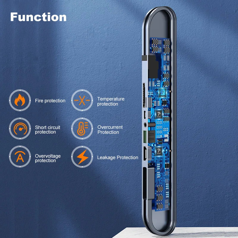 OATSBASF USB HUB 3.0 Docking Station Laptop Stand For Macboock 100W PD Fast Charging Data Transfer 2 In 1 Metal Desktop Holder