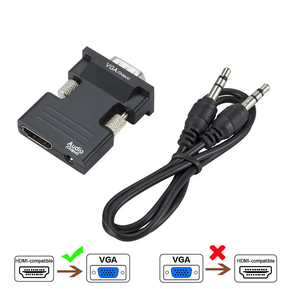 HDMI-compatible to VGA Converter Adapter 1080P VGA Adapter 3.5MM Audio Jack For PC Desktop Laptop to HDTV Projector Video Audio