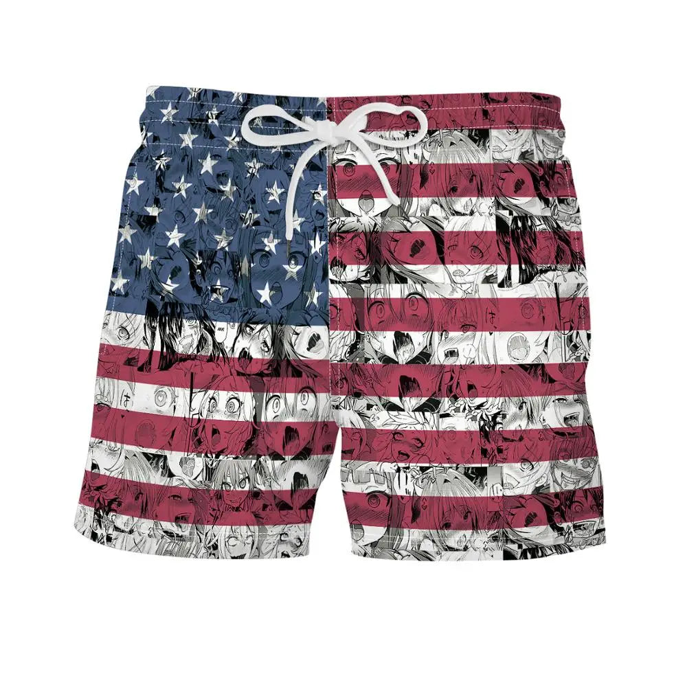 Men's Swimwear Shorts Anime 3d Surfing Board Short Kid Casual Beach Shorts Men Trunks Masculina Swimsuit Sports Pants Briefs boy