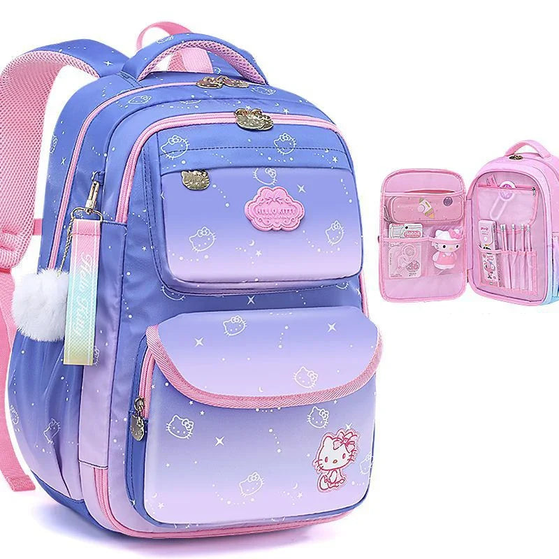 Sanrioed Hello kitty Schoolbag Cartoon Strawberry Kitty Cat Bags Burden Alleviation Protect Spine Waterproof Anti Lost Backpack