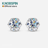 KNOBSPIN 1CT D Color Moissanite Earring S925 Sterling Sliver Plated with 18k White Gold Earrings for Women Wedding Fine Jewelry