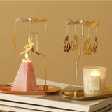 Gold Romantic Rotating Spinning Candle Holder Wedding Party Home Decoration Metal Tealight Candlestick