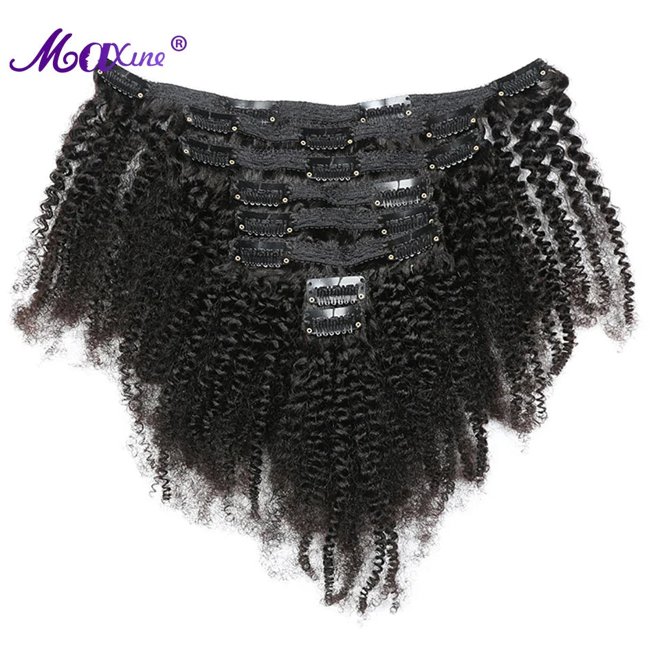 Maxine 4A 4B Hair Kinky Curly Clip In Hair Extensions Human Hair Full Head Sets Afro Kinky Curly Clip Ins Bundles Natural Black