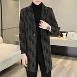 2023 High-end Feel Men Fashion Handsome All Woolen Coat Suit Collar Long Trench Coat Woolen Coat Thick Casual  Winter Jacket Men