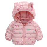 1-5 Years Baby Boy Hooded Lightweight Down Jacket Kids Girl Cartoon Dinosaur Zipper Coats Autumn Winter Warm Christmas Outerwear