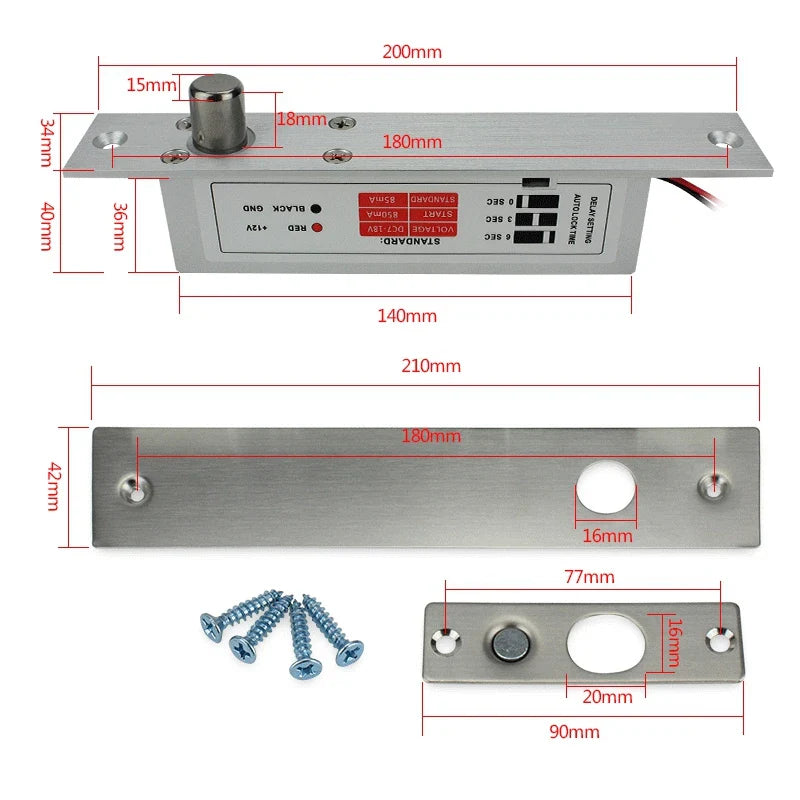 Electric Bolt Lock Deadbolt Drop Bolt NC Mode Door Lock For Security Access Control Intelligent Lock Electronic Safety Lock