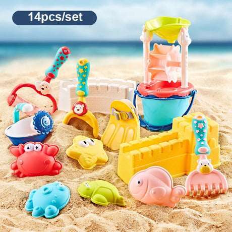 QWZ New Baby Beach Toy Sandbox Set Model Kids Play Sand Tool Mesh Shovel Game Summer Outdoor Beach Bag Toys For Children Gifts