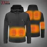 Winter Electric Heating Jacket Men USB Smart Thick Heated Jackets Hooded Heat Tactical  Windproof Waterproof Parkas Male