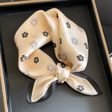 53cm Real Silk Nature Scarf Women Neckerchief Foulard Bandana Small Hairbands Fashion Floral Neck Ties for Office Lady 2023 New