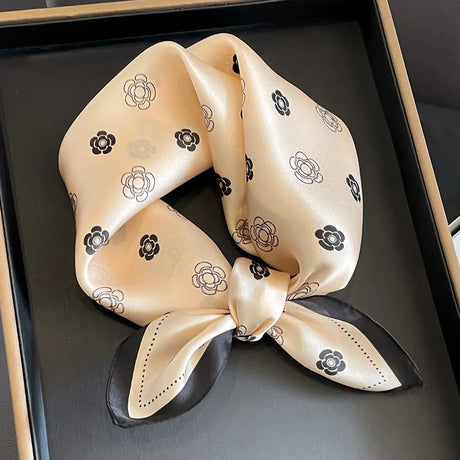 53cm Real Silk Nature Scarf Women Neckerchief Foulard Bandana Small Hairbands Fashion Floral Neck Ties for Office Lady 2023 New