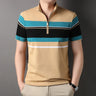 Top Grade Yarn-dyed Process Cotton Zipper New Summer Brand Striped Polo Shirt Short Sleeve Casual Tops Fashions Clothes Men