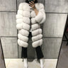 New Lady Winter Natural White Long Real Fox Fur Coat Women