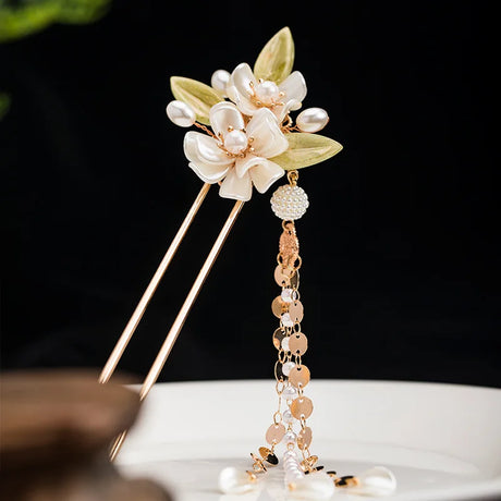 Vintage Hair Sticks Hairpins Chinese Hanfu Hair Accessories Flower Tassel Hair Forks Chopsticks Girls Party Headpiece Jewelry