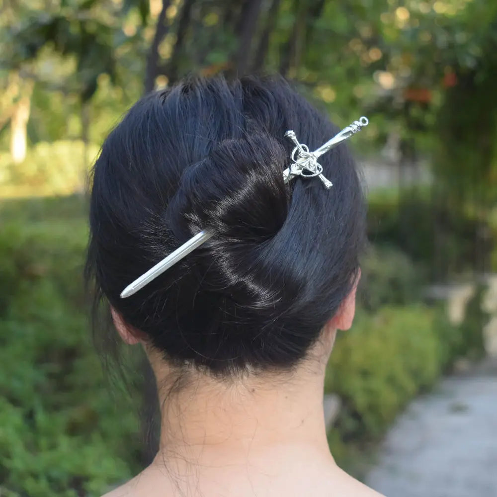 16cm Witch skull Hair Stick  sword woman hair stick Hairpin Amulet Spirit Hair Jewelry For Women