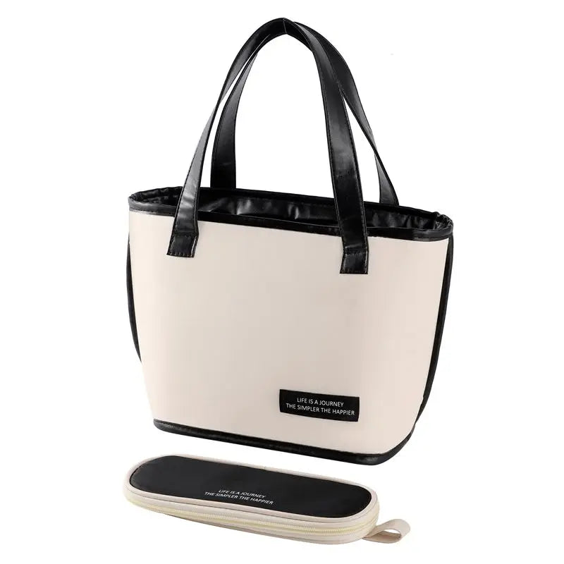 Large lunch bag with cutlery bag, stylish and reusable handbag, leak proof  work, cute and  women's office, school picnic