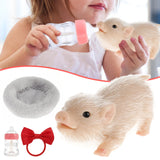 Silicone Pig Doll Toy with Pig Bowknot Nursing Bottle Sleeping Pad Mini Soft Lifelike Animal Pig Doll Cute Realistic Reborn Pig