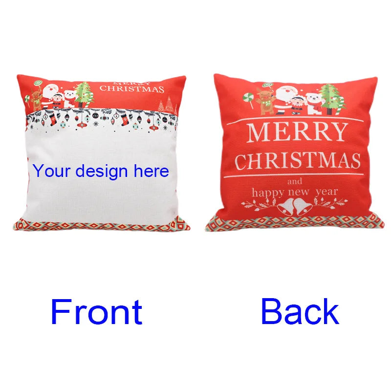 5pcs Sublimation DIY White Blank Linen Square Merry Christmas Pillow Case