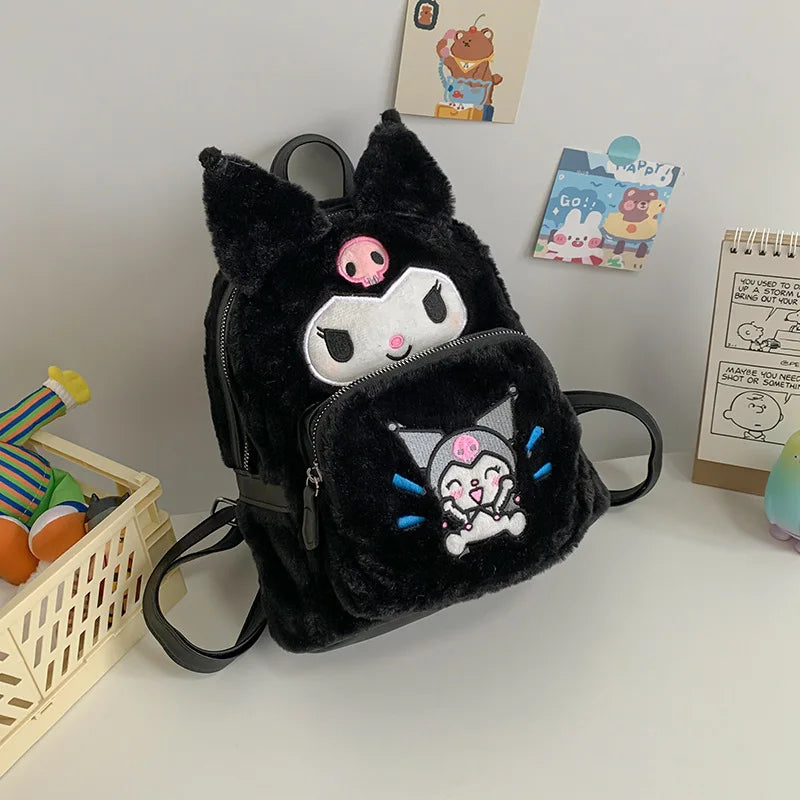 Sanrio Anime My Melody Kuromi Cinnamoroll Hello Kitty Pom Pom Purin Pochacco Plush Bag Plush Backpacks For Children Kawaii Toys