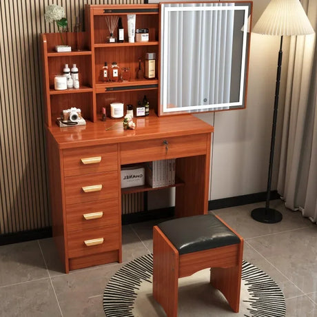 Dressing Table Length Drawers Amp Stool  Bedroom Small Apartment Simple Modern Sliding Mirror Simple Storage Cabinet Furniture