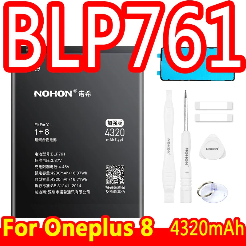 NOHON Battery For Oneplus 7 Pro 8 6 6T 5 5T Bateria One Plus 1+ BLP637 BLP657 BLP699 BLP685 BLP759 BLP761 Replacement Batteries