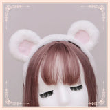 Lolita Plush Hair Hoop Animal Bear Ears Headwear Furry Headband Cute Headpiece Anime Fancy Dress Kawaii Cosplay Accessories